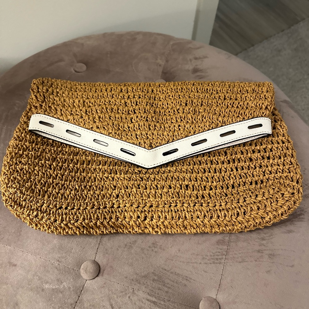Rebecca Minkoff Straw Clutch with White Trim